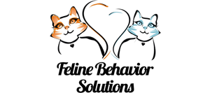 Feline Behavior Solutions logo, featuring an orange and blue cat